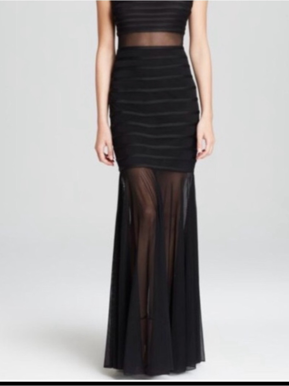 Black Aqua Ilusion Halter Gown
